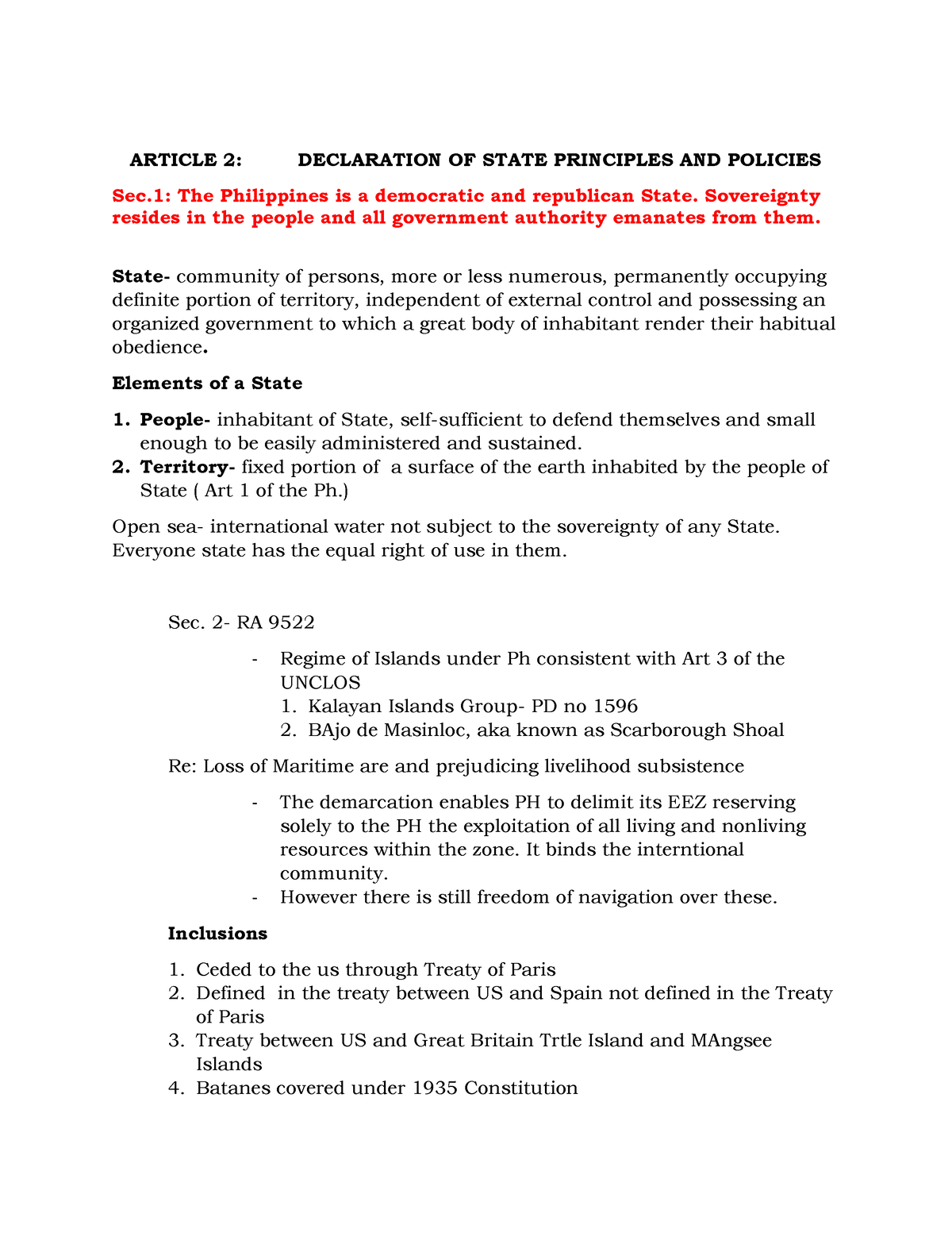 Principles AND State Policies - ARTICLE 2: DECLARATION OF STATE ...