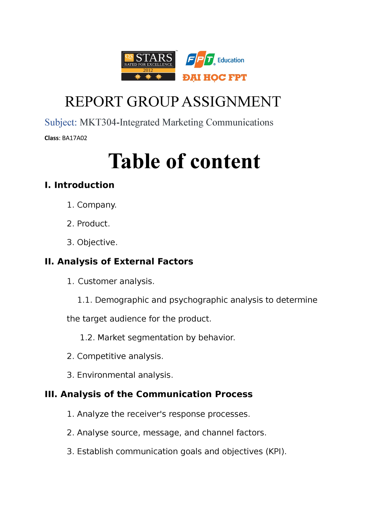 Group-assignment-MKT304 - REPORT GROUP ASSIGNMENT Subject: MKT304 ...