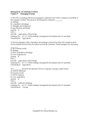 Management Chapter 17 Question Bank - 1 Management, 15e (Robbins ...