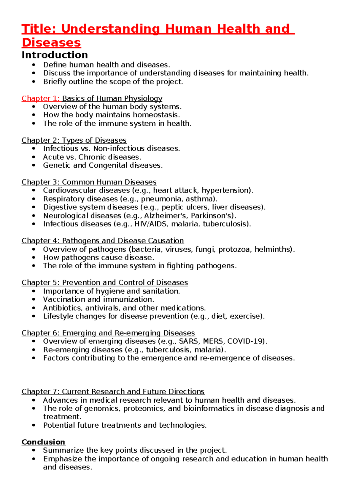 Bio 12 - chapter notes - Title: Understanding Human Health and Diseases ...