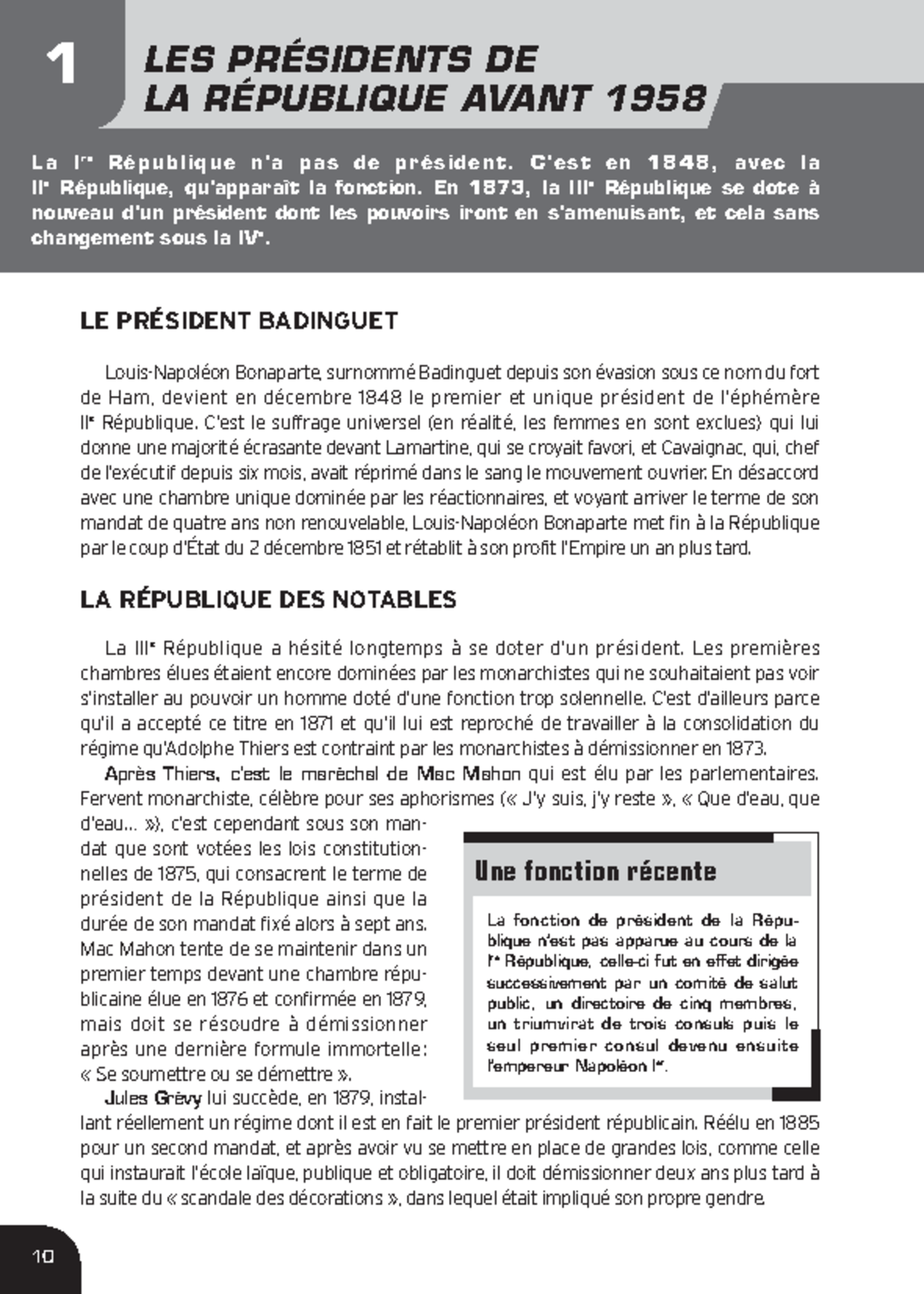 Les presidents de la republique avant 1958 LES PRÉSIDENTS DE LA