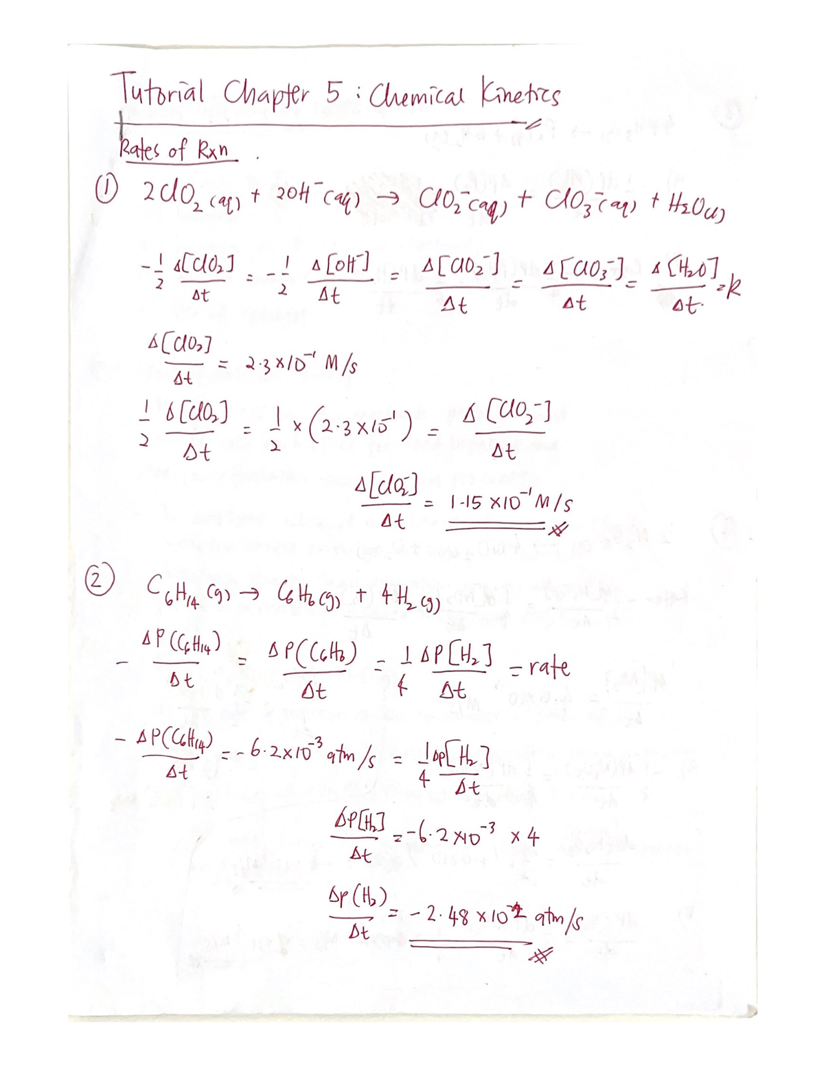 Tutorial - Chemical Kinetics - Physical Chemistry - Studocu