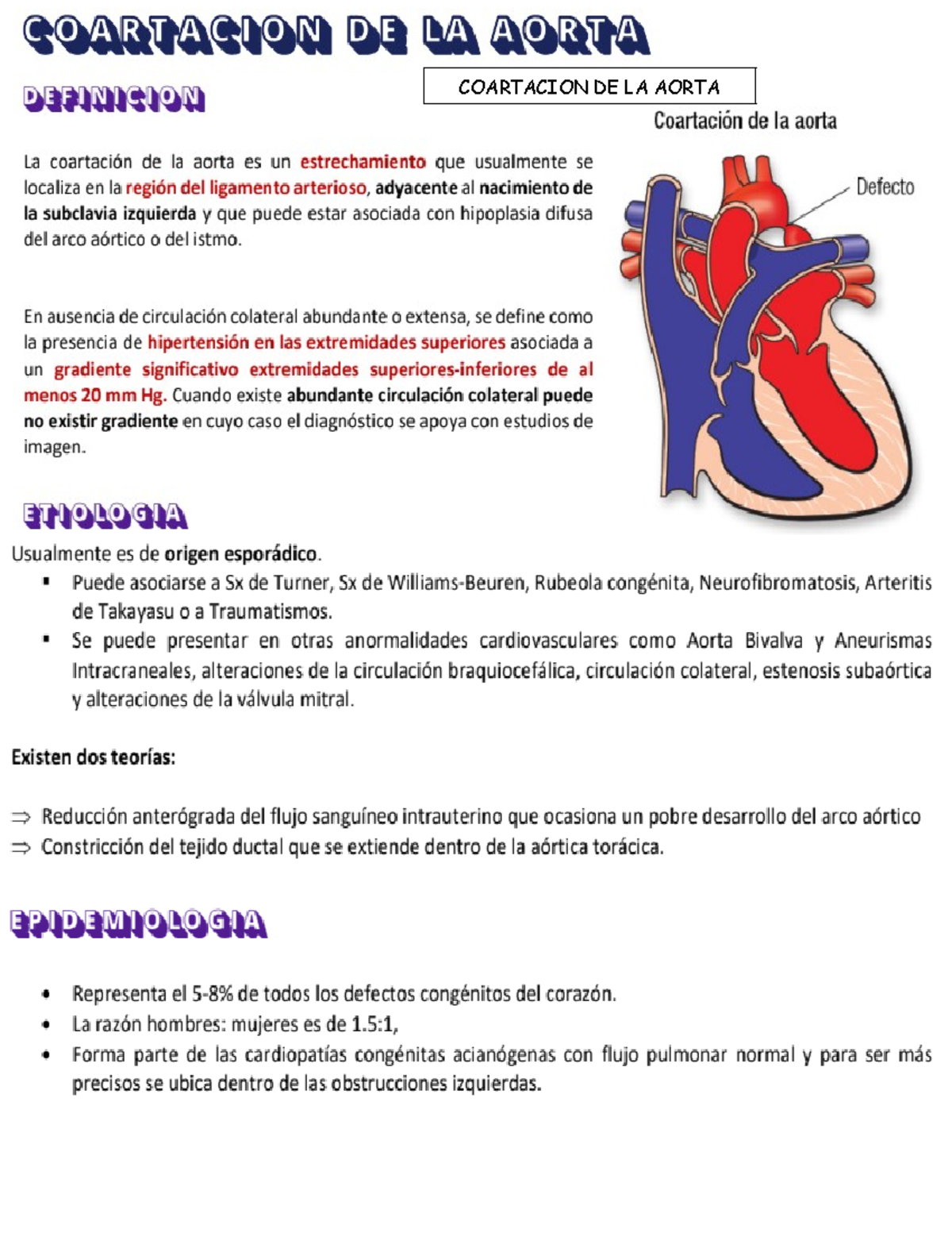 Coartacion Aortica - apuntes de repaso - cardiología - COARTACION DE LA ...