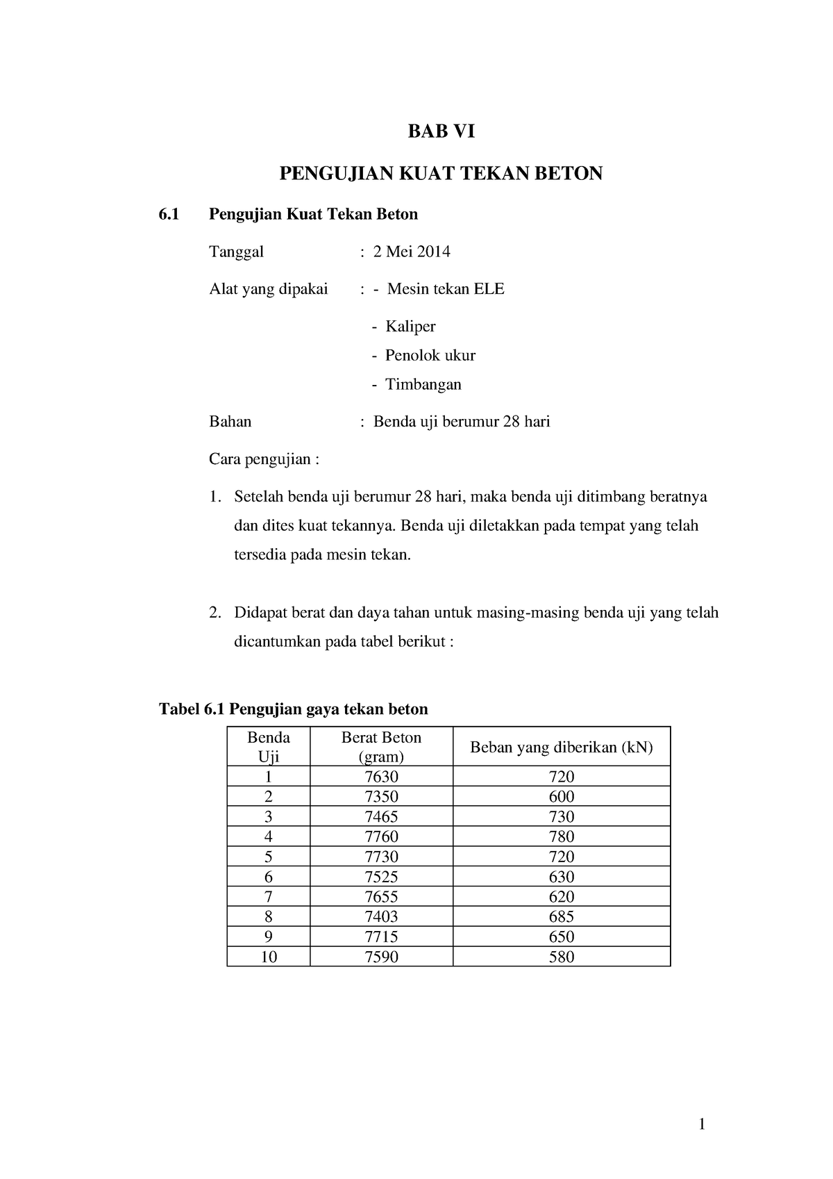 Laporan Praktikum Teknologi Bahan Konstruksi BAB VI Dan VII Pengujian ...