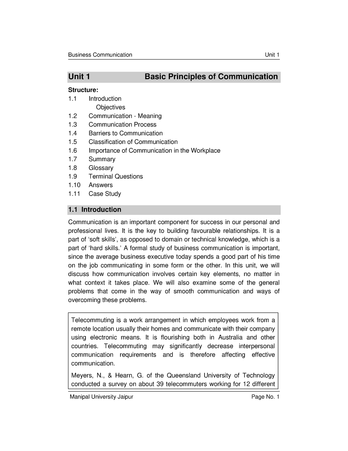 Unit 1 Basic Principles Of Communication - Unit 1 Basic Principles Of ...