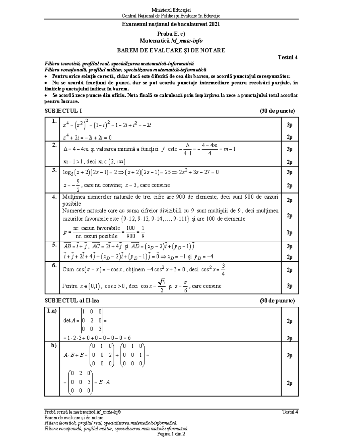 E c matematica M mateinfo 2021 Bar 04 Ministerul Educației Centrul
