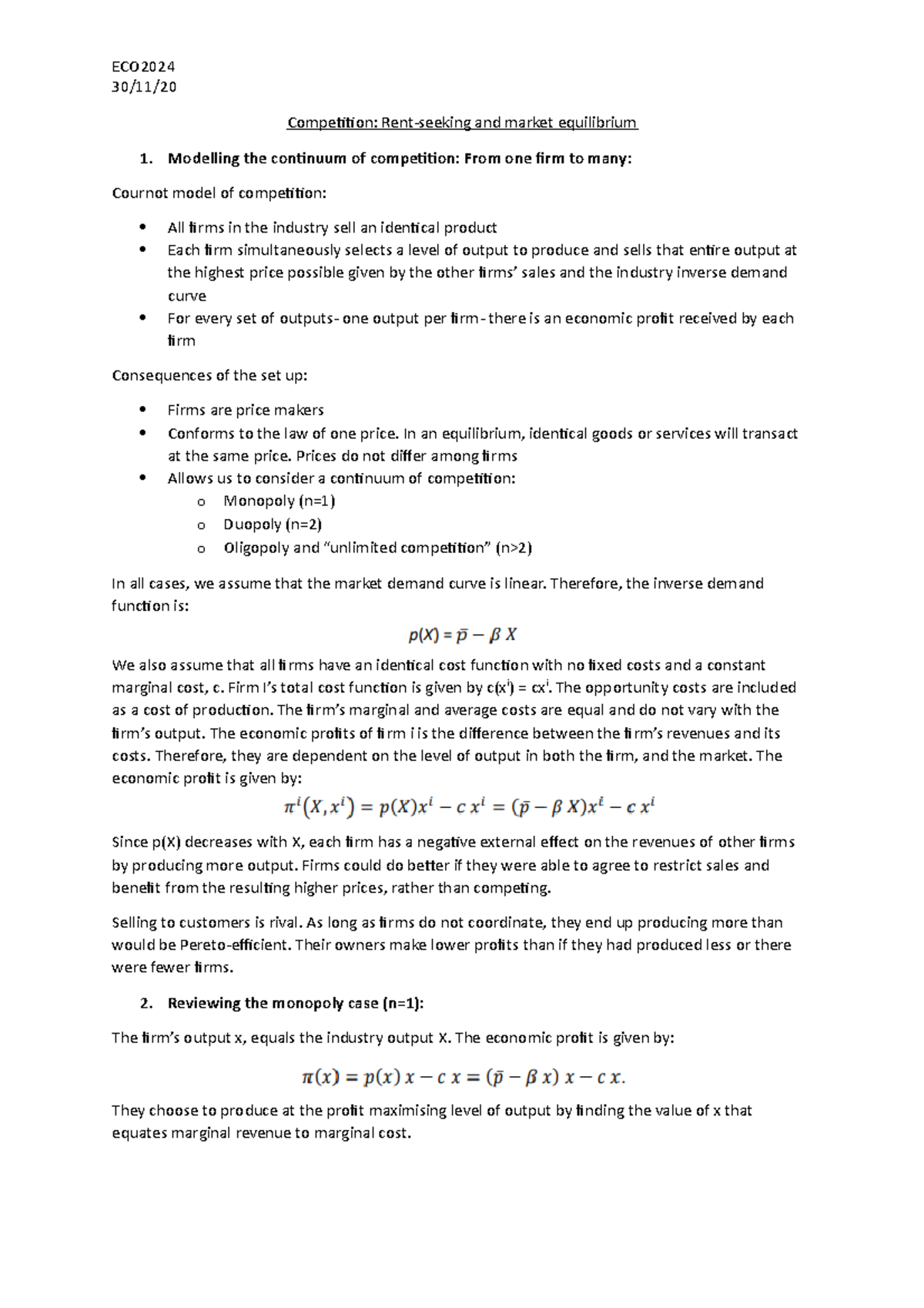 4- Competition rent seeking and market equilibrium - 30/11/ Compeiion ...