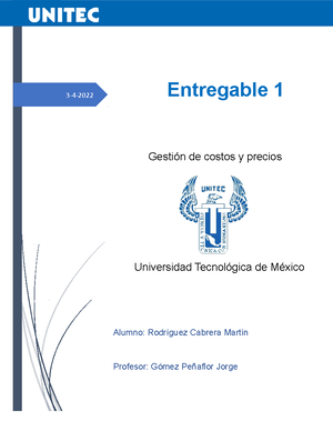 Primer Entregable Jrrc Gesti N De Costos Y Precios Unitec Studocu