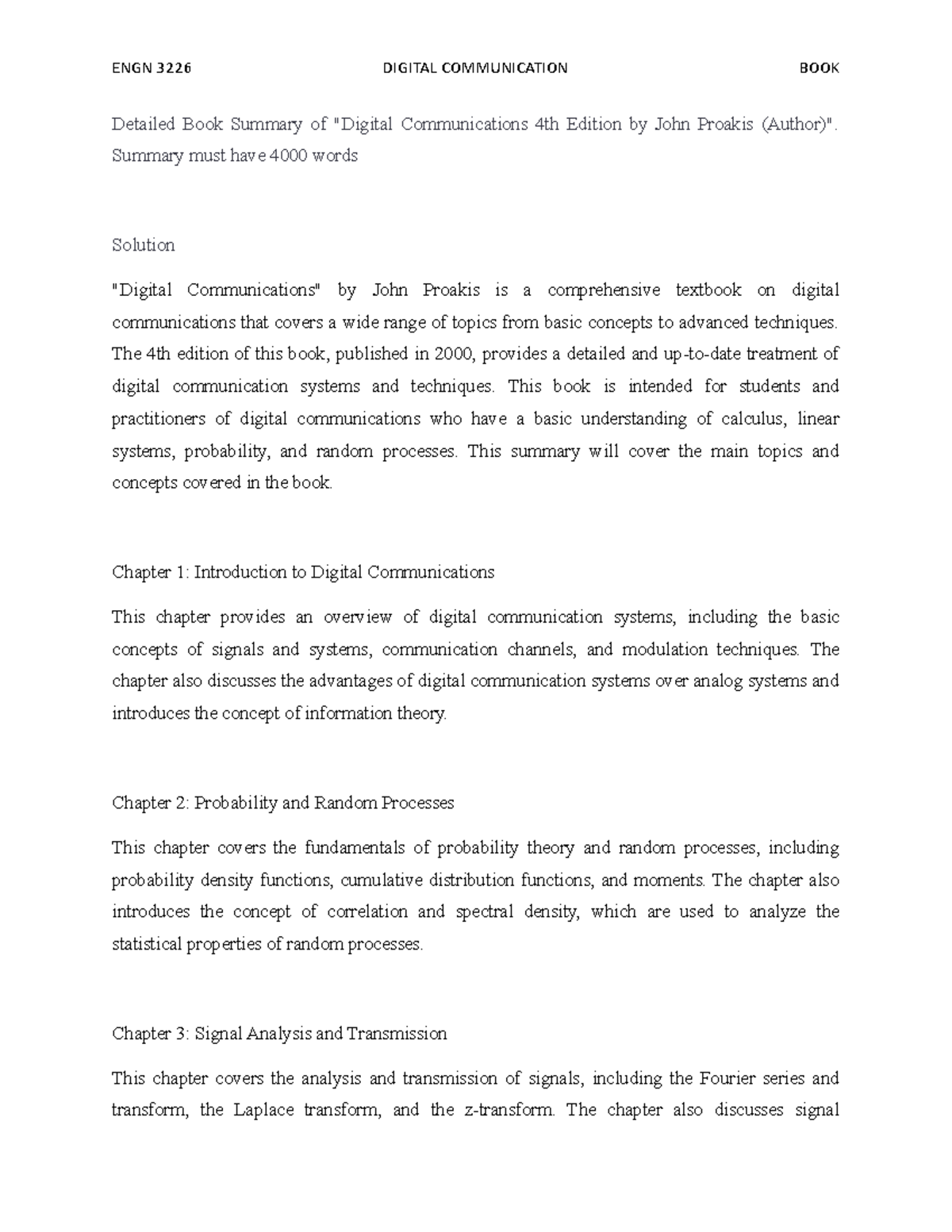 Detailed Book Summary Digital Communications 4th Edition by John