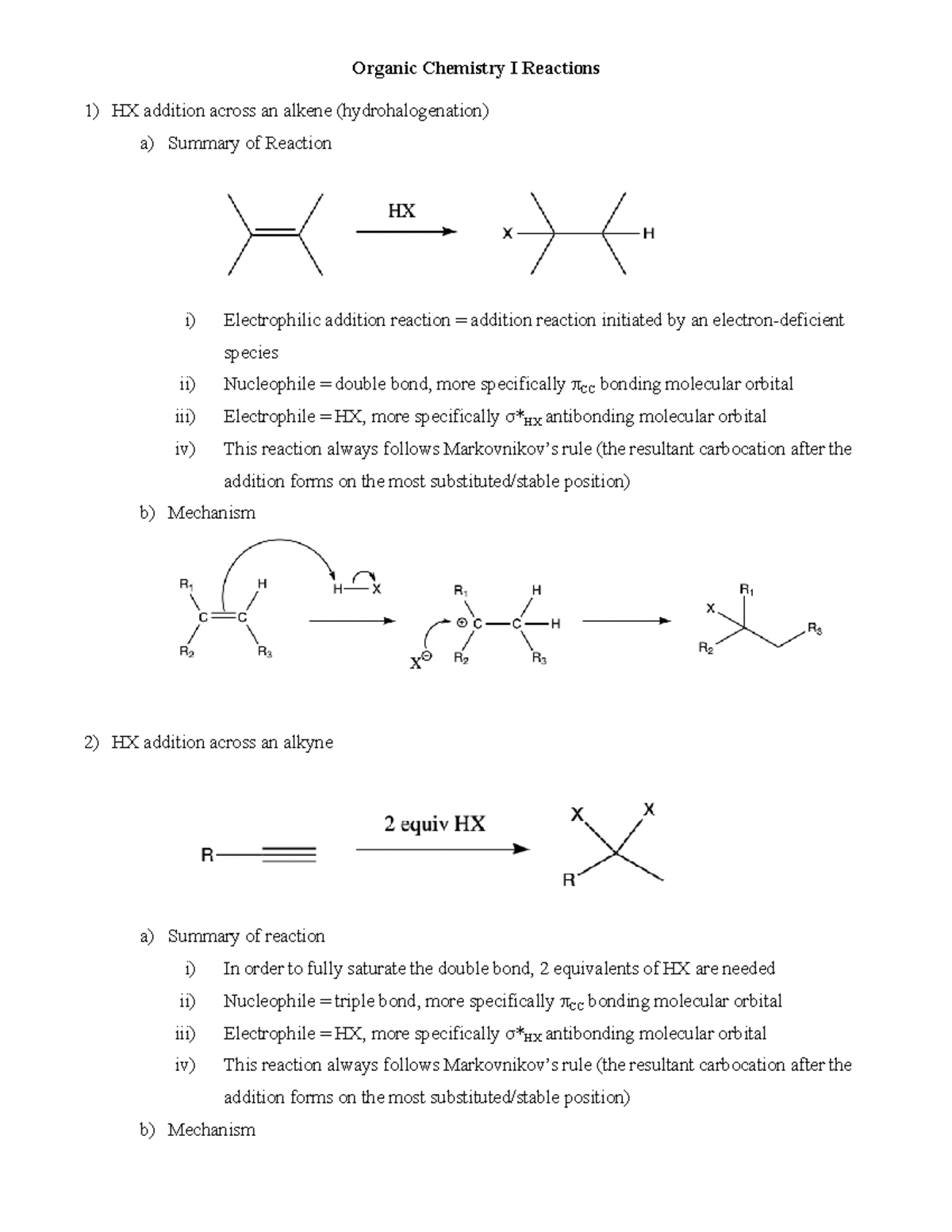 Organic Chemistry I Reactions - ] b) Mechanism E2 Reaction a) Summary ...