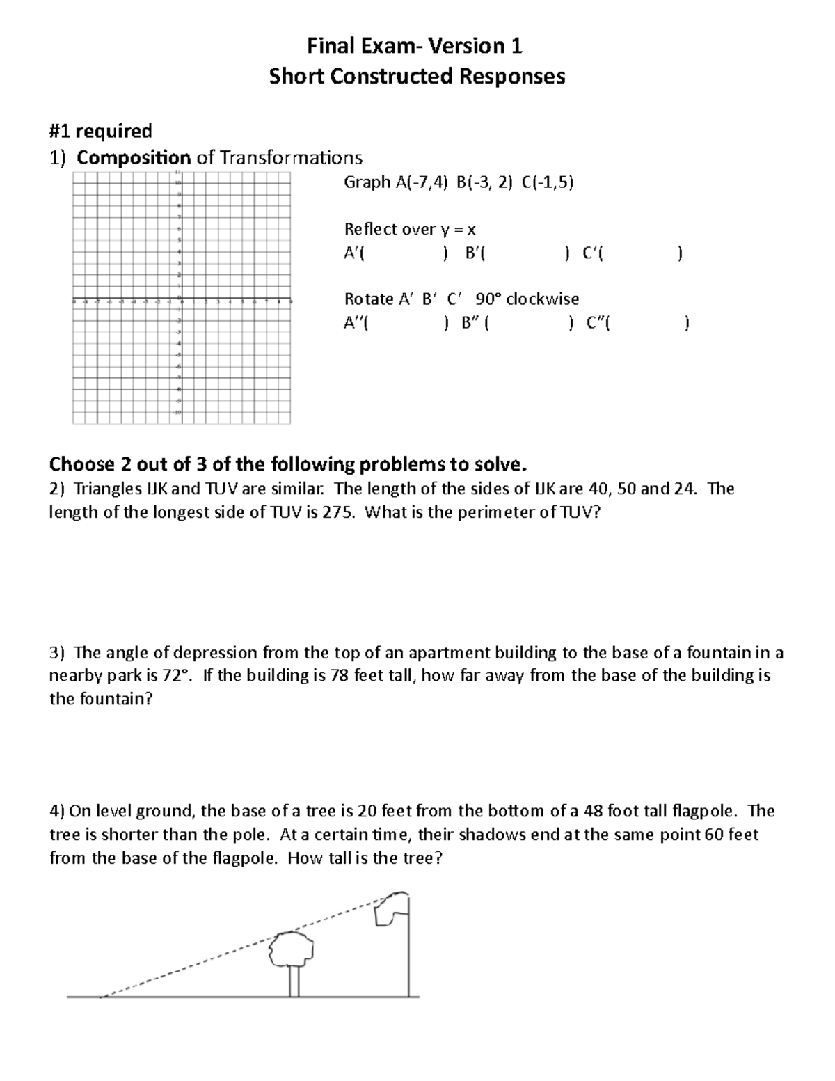 Final Exam Version 1 SCR with lots of love Final Exam Version 1