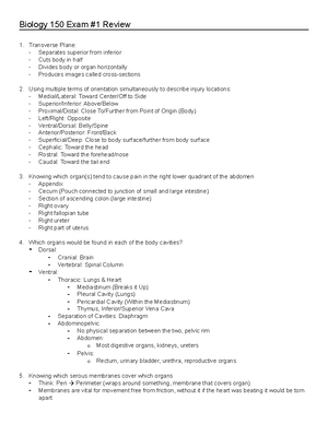 Bio 150 - Exam #2 Review FALL 2024 - Exam #2 will consist of 50 ...