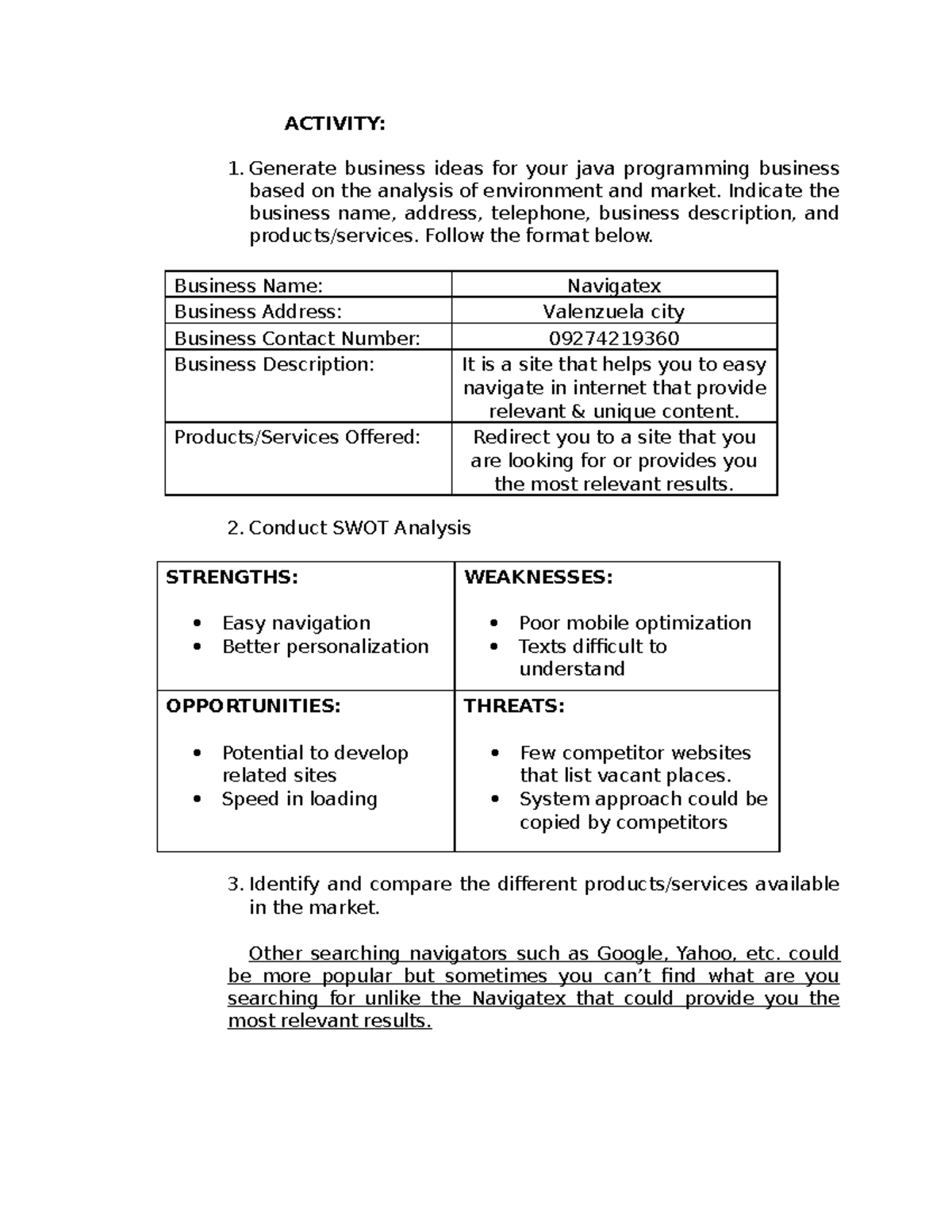 Ict-performance-task - ACTIVITY: Generate business ideas for your java ...