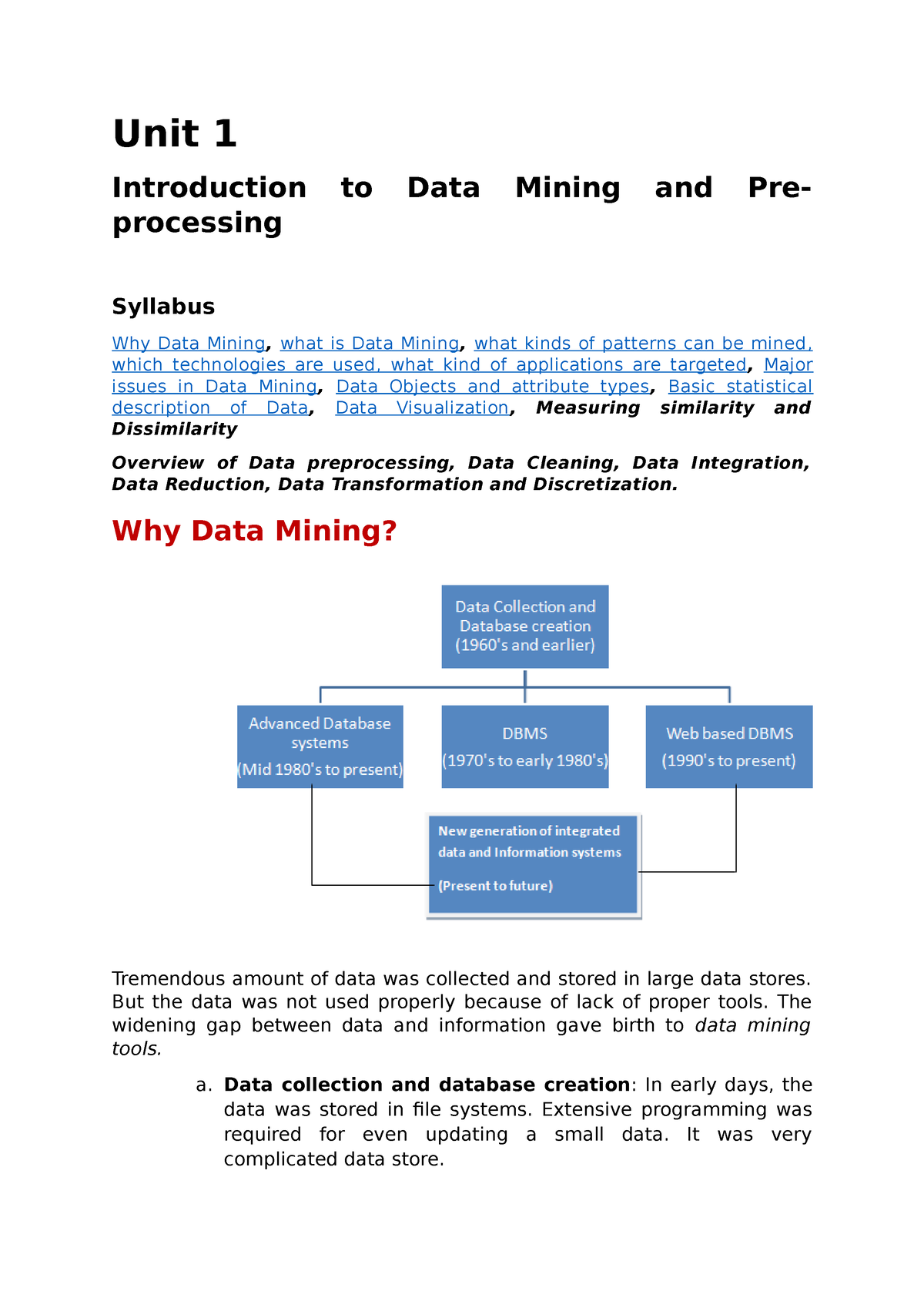 Unit 1 - Unit 1 Introduction To Data Mining And Pre- Processing ...