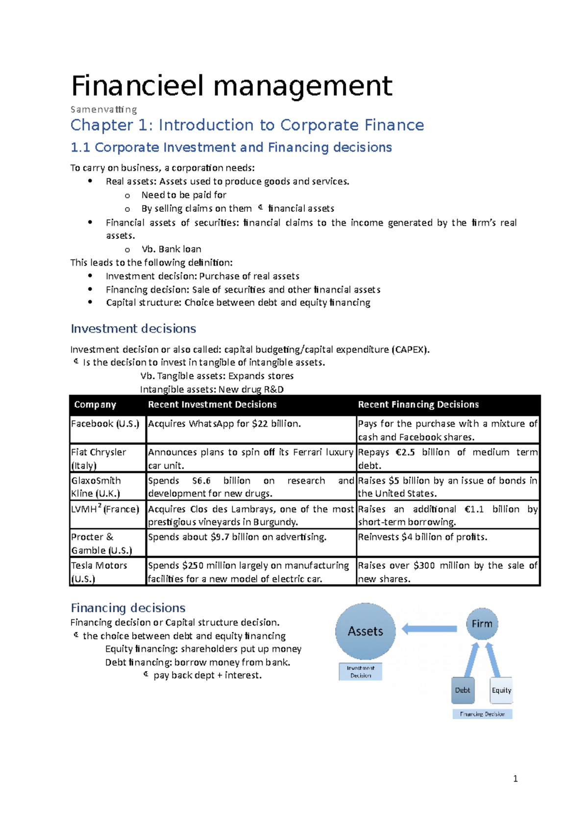 Financieel Management_Slides - Financieel Management Samenvaing Chapter ...