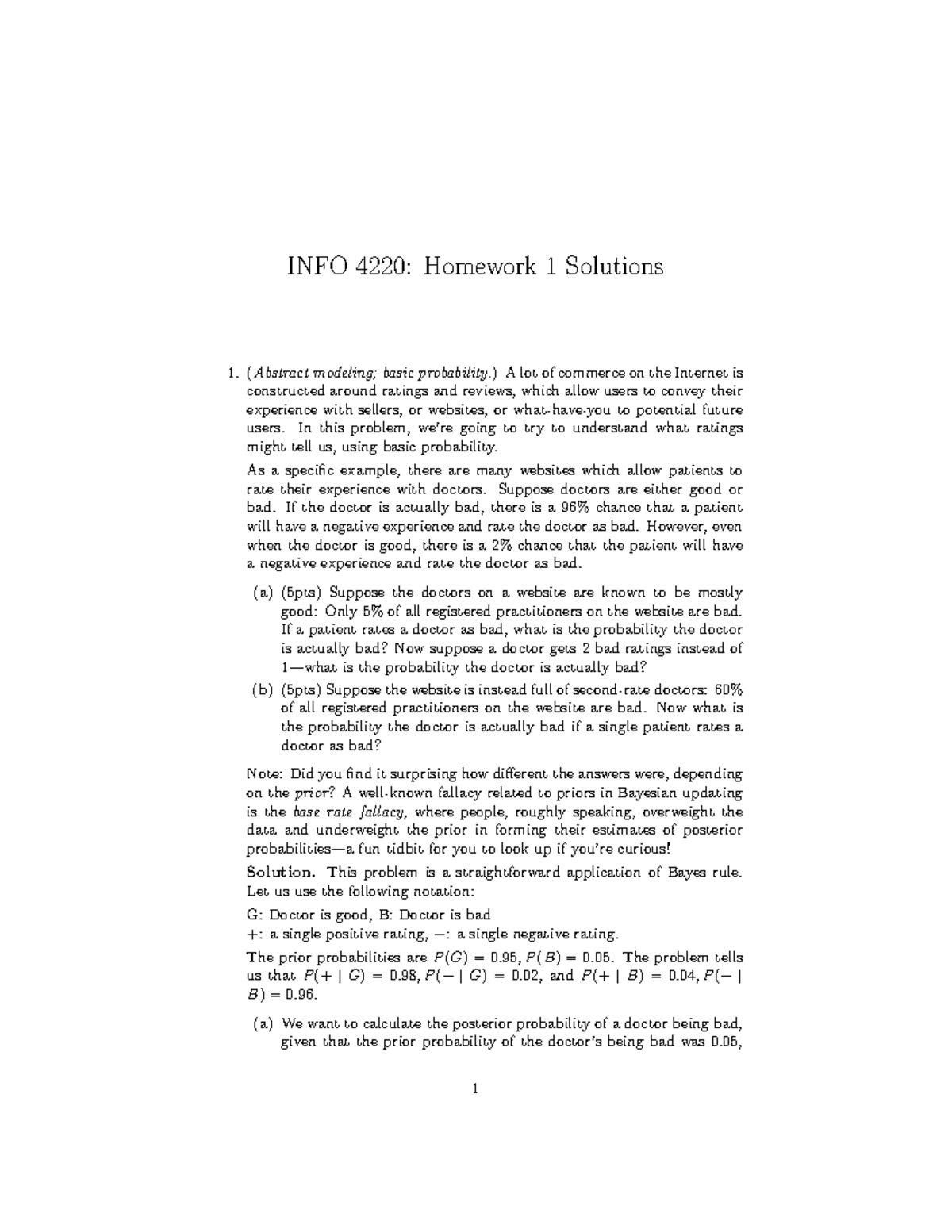 Hw1 solution - INFO 4220: Homework 1 Solutions (Abstract modeling ...
