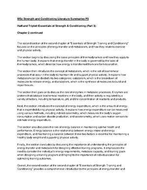 MSc Strength and Conditioning Literature Summaries P2 - This knowledge ...