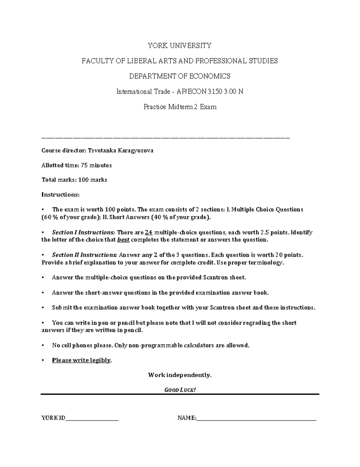 Sample/practice exam 12 April 2014, questions - YORK UNIVERSITY FACULTY ...