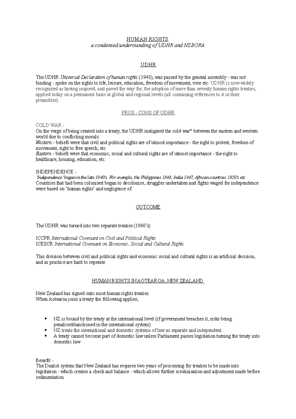 Human Rights - very light understanding with a bit of context, helped ...