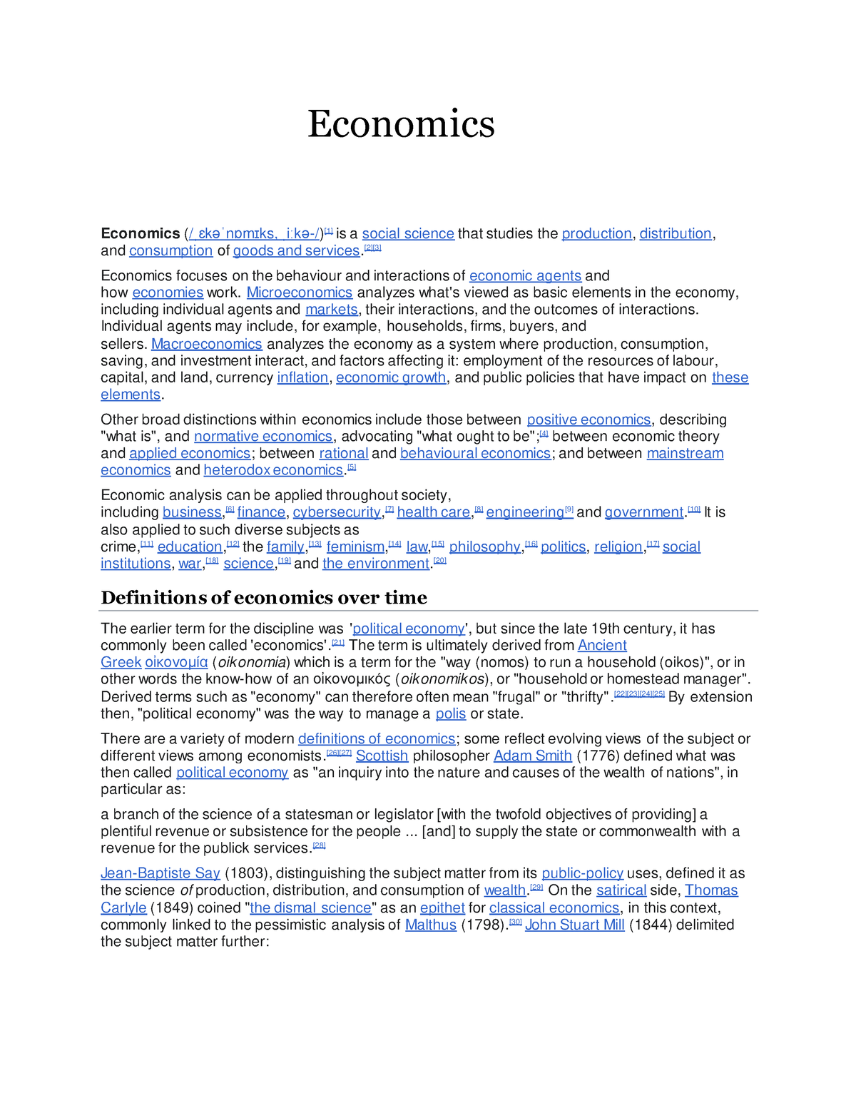 Economics - Business Studies Notes - Economics Economics (/ˌɛkəˈnɒmɪks ...