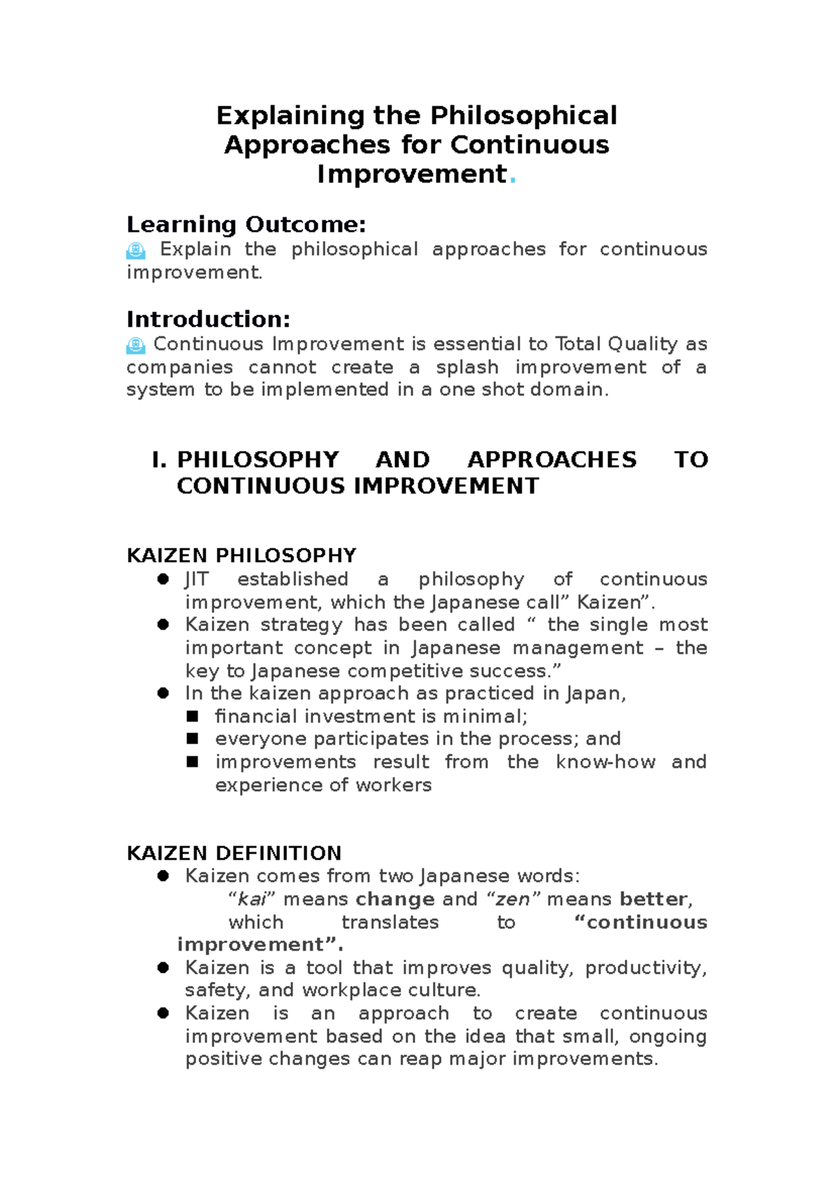 Explaining the Philosophical Approaches - Learning Outcome: Explain the ...