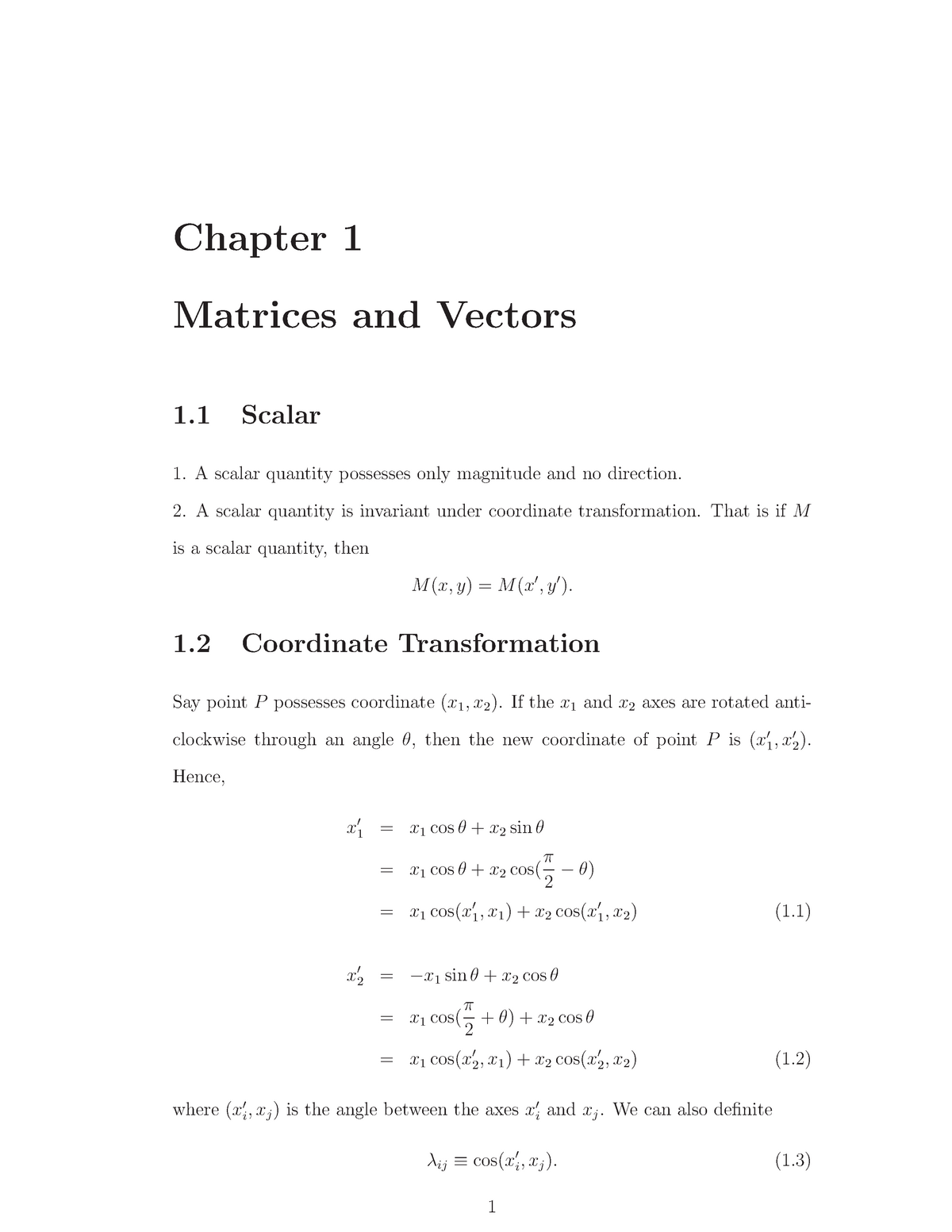 Chapter 1 Matrices And Vectors - Chapter 1 Matrices And Vectors 1 ...