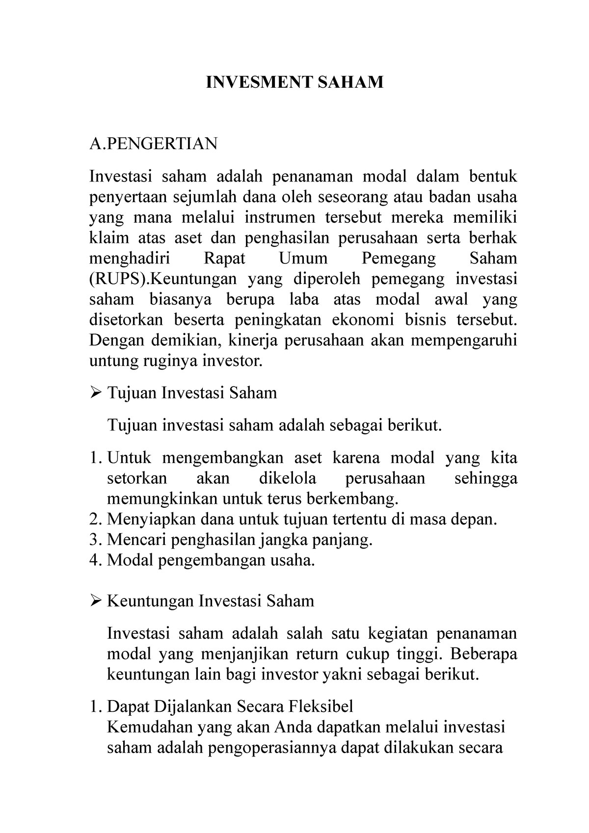 Kelompok 5 Materi Invesment Saham Penghantar Akuntansi - INVESMENT ...