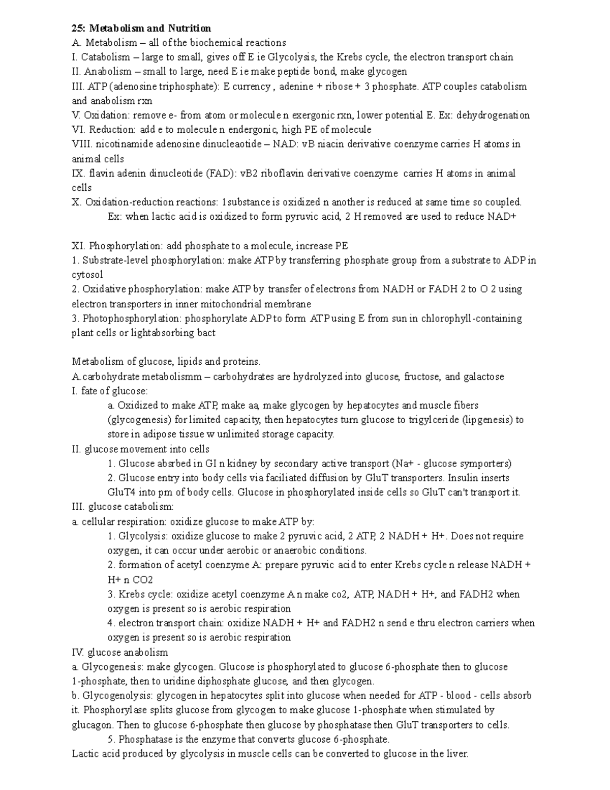 25 3 - study hard - 25: Metabolism and Nutrition A. Metabolism – all of ...