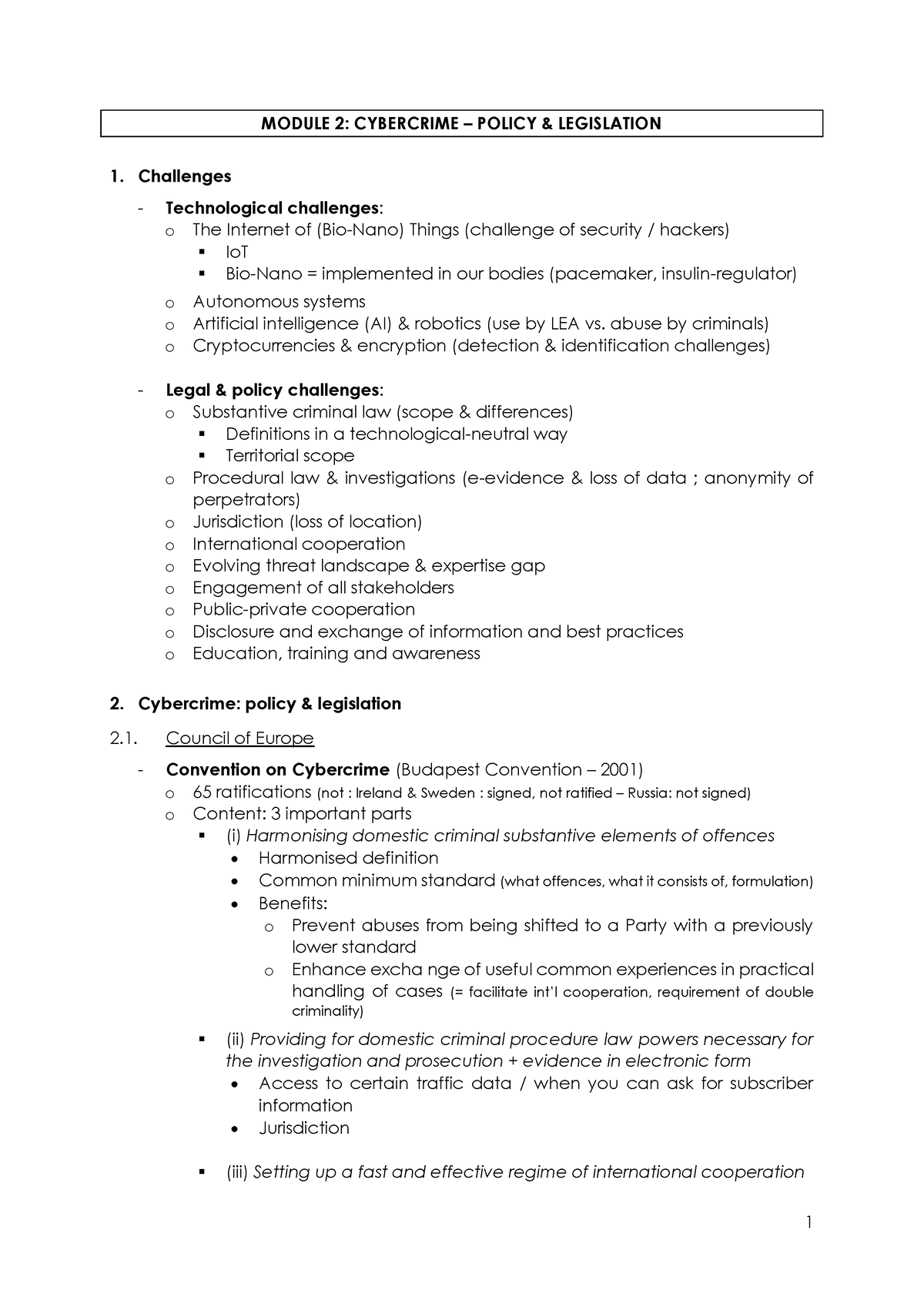 Module-2 Policy and Legislation - MODULE 2: CYBERCRIME – POLICY ...