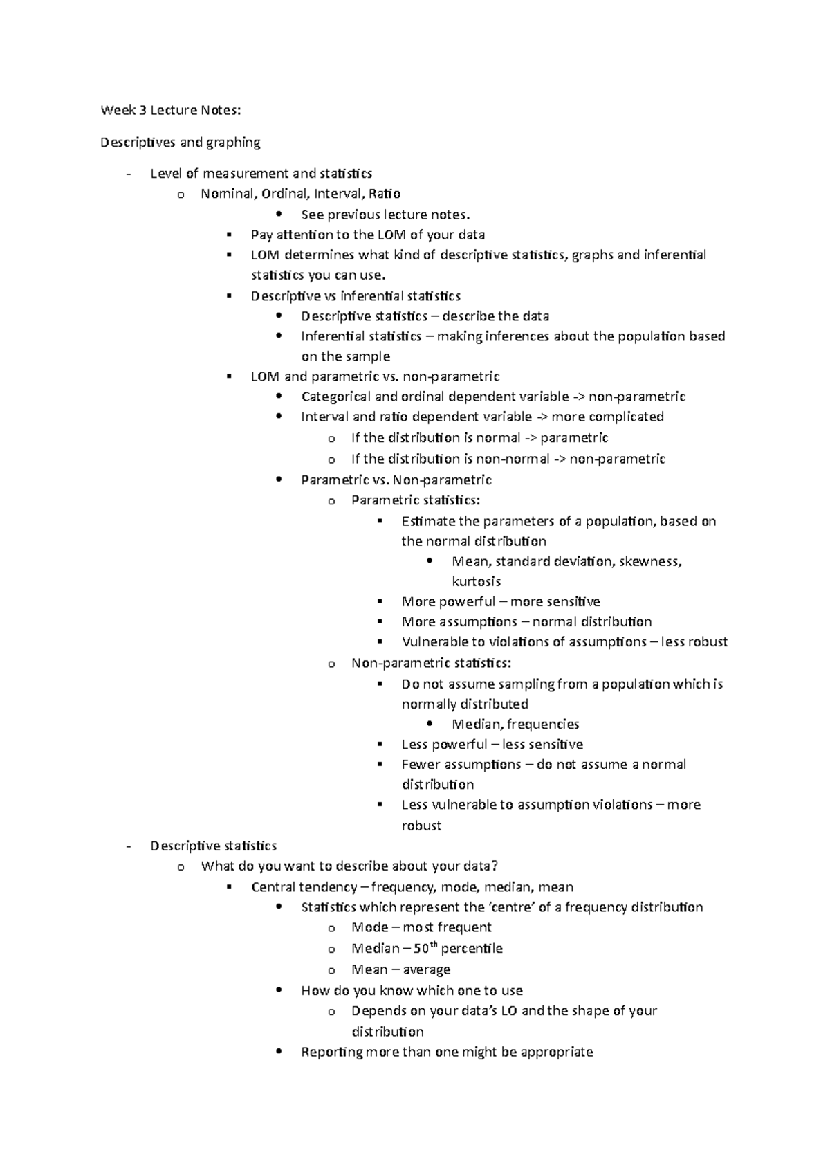 PSYC2009 Week 3 Lecture Notes - Week 3 Lecture Notes: Descriptives and ...