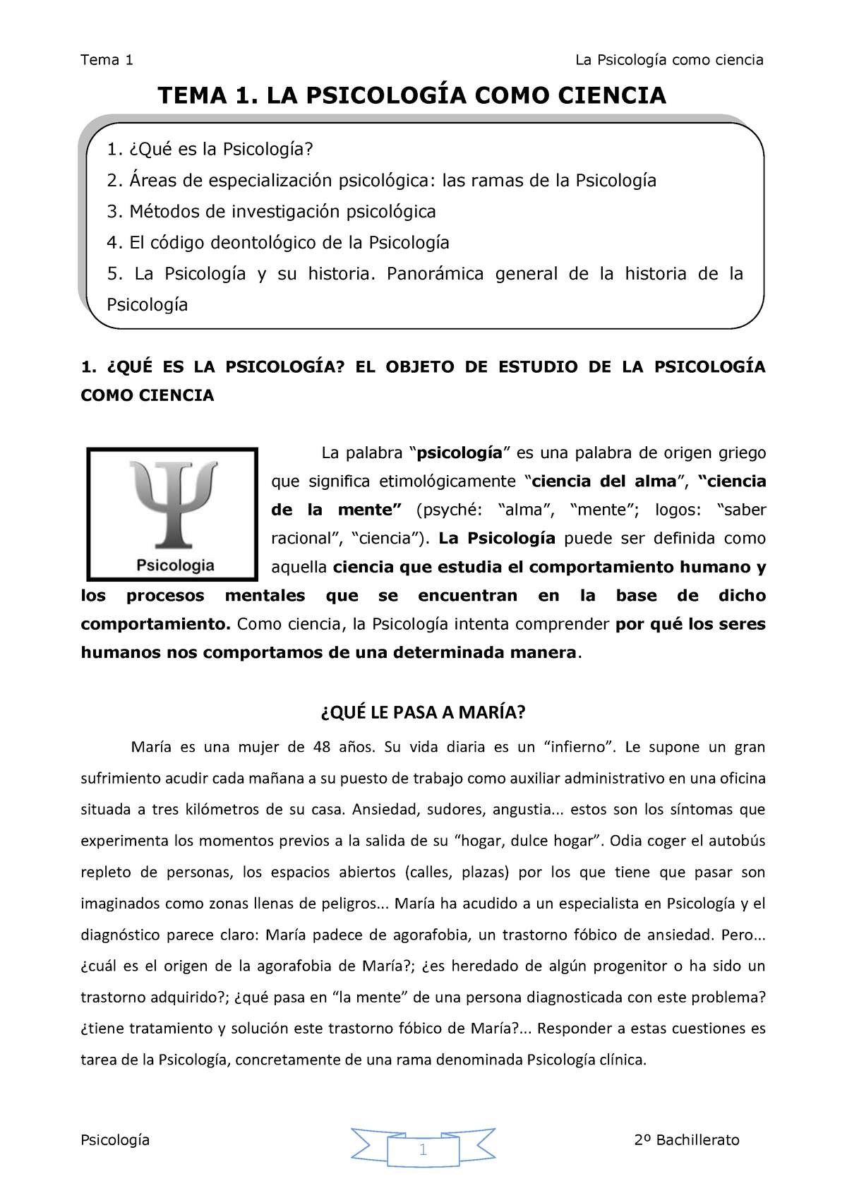 Tema 1. La Psicolog Ã­a Como Ciencia - TEMA 1. LA PSICOLOGÕA COMO ...