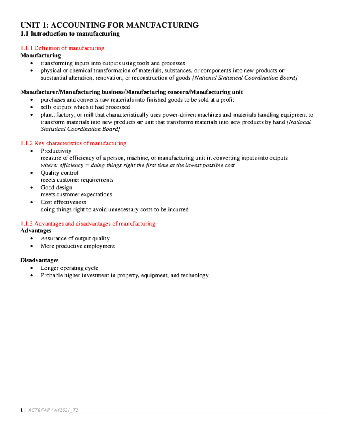 Actbfar Unit+1 Manufacturing Part+1 Introduction+to+manufacturing Study ...