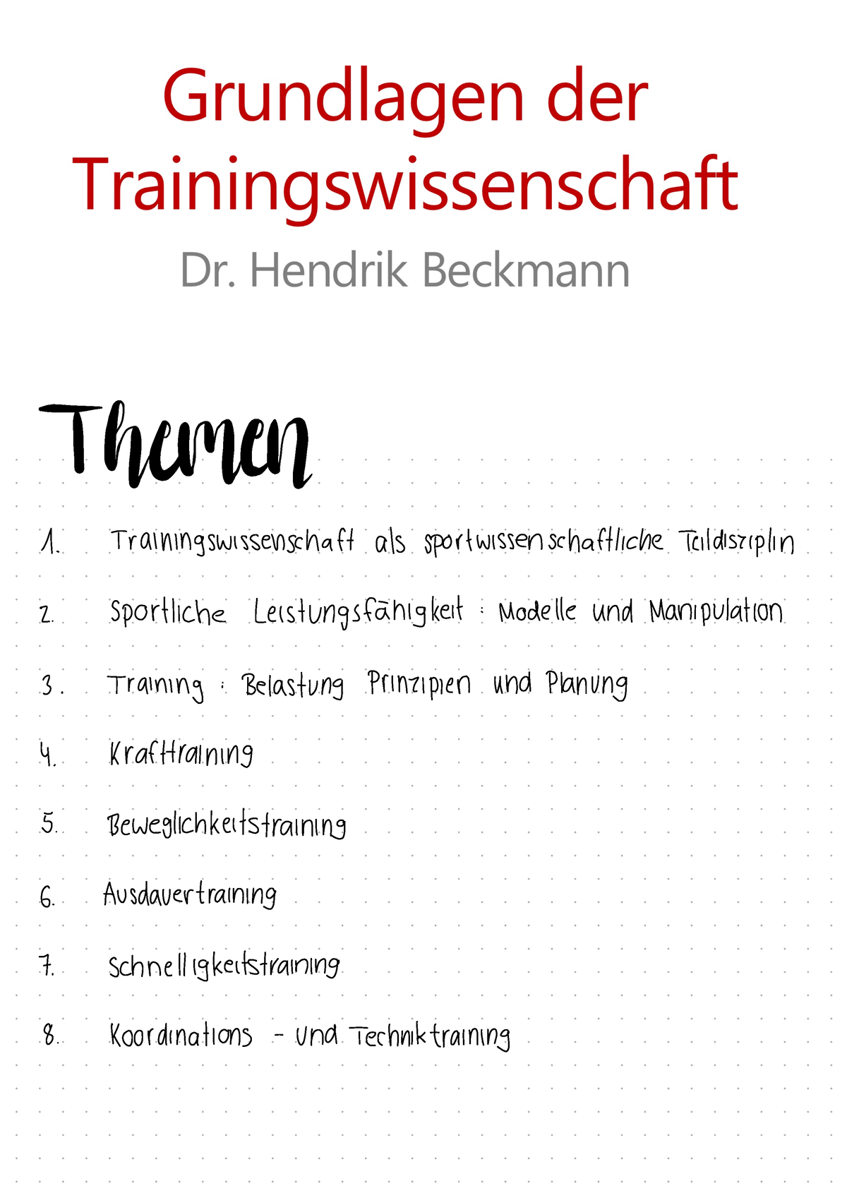 TWS Zusammenfassung - Themen Trainingswissenschaft Als ...