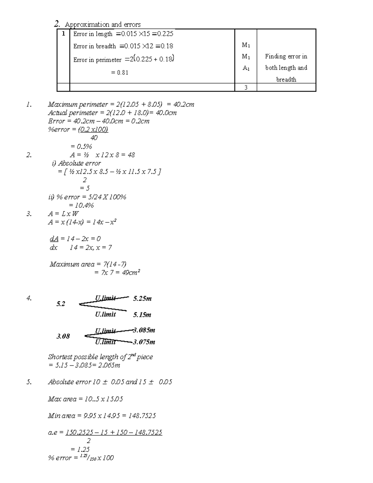 Approximation and errors ANS - 2. Approximation and errors 1 Error in ...
