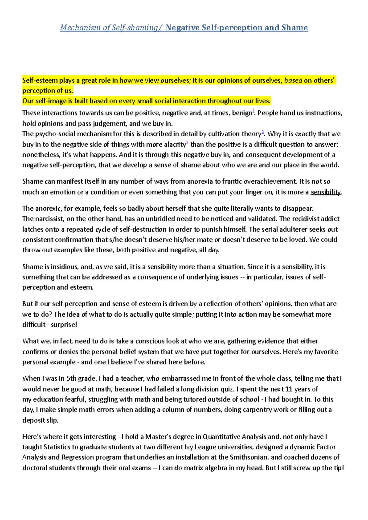 Mechanism of Self - sc11 - Mechanism of Self-shaming/ Negative Self ...