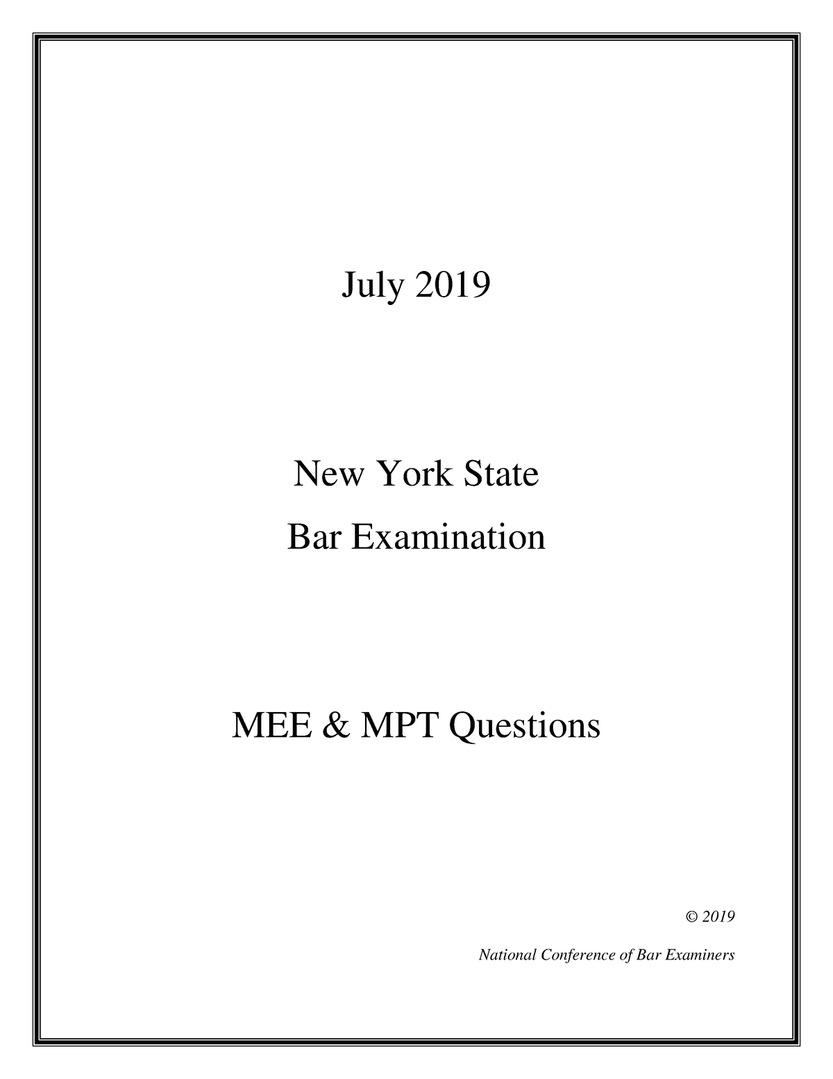 JULY2019 QA Sample essays July 2019 New York State Bar Examination