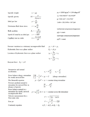 Fluids Test2 Study Guide S23 - EM 3313 – Fluid Mechanics Test 2 – Study ...