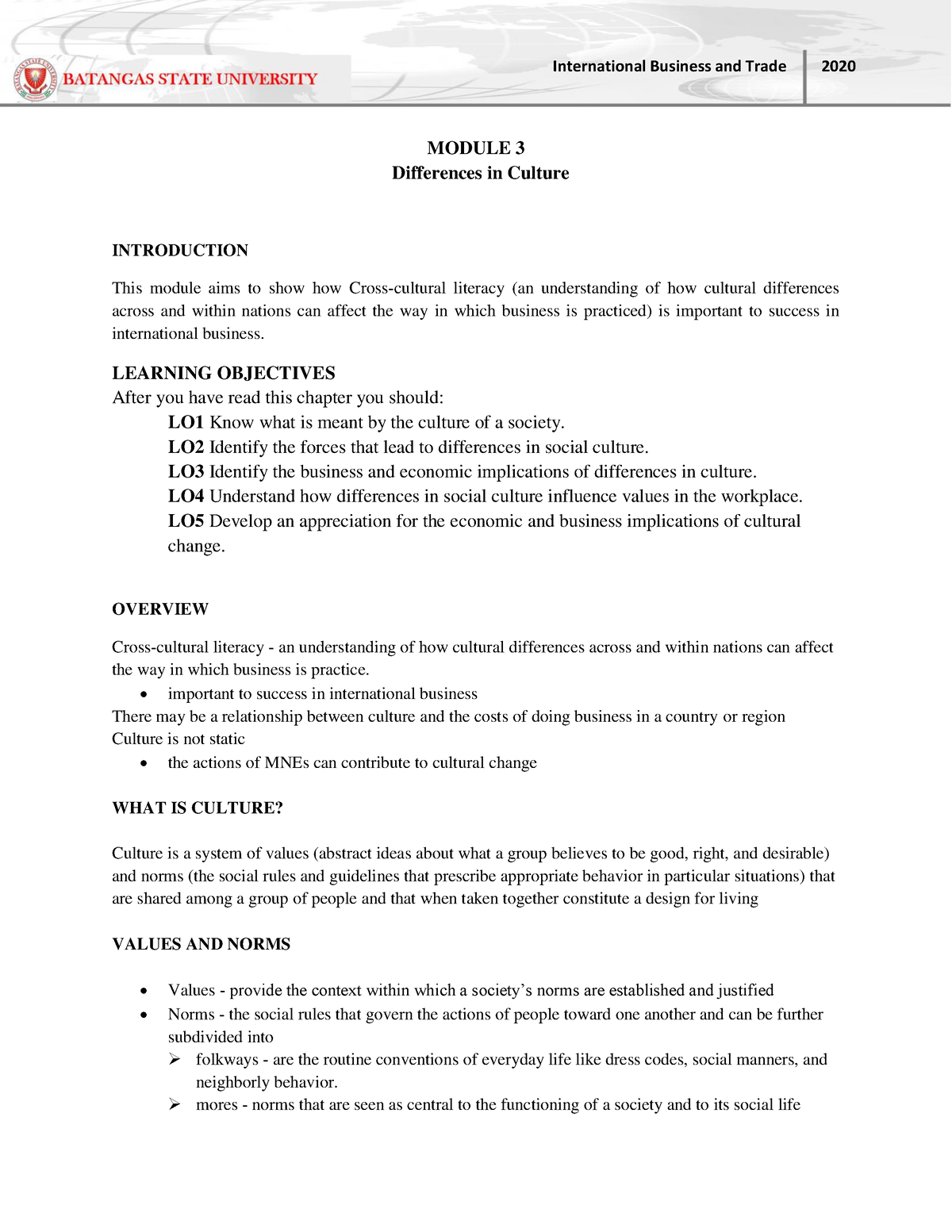 Module 3 None Module 3 Differences In Culture Introduction This Module Aims To Show How 2875