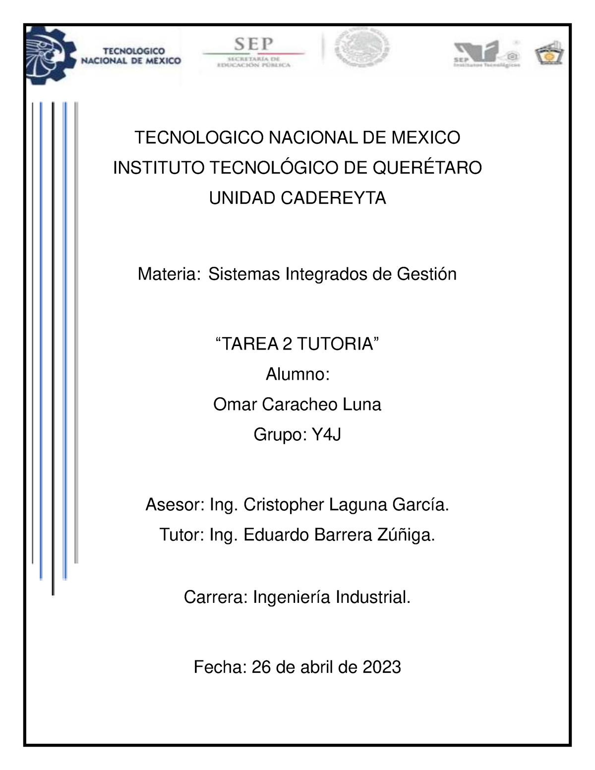 Tarea 2 Tutoria ISO - apuntes - TECNOLOGICO NACIONAL DE MEXICO ...