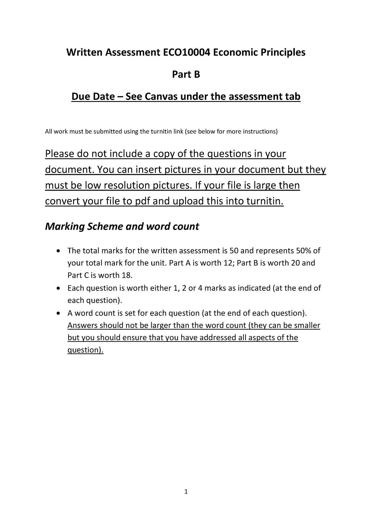 WA ECO10004 Part B - Assignment 2 - Written Assessment ECO10004 ...