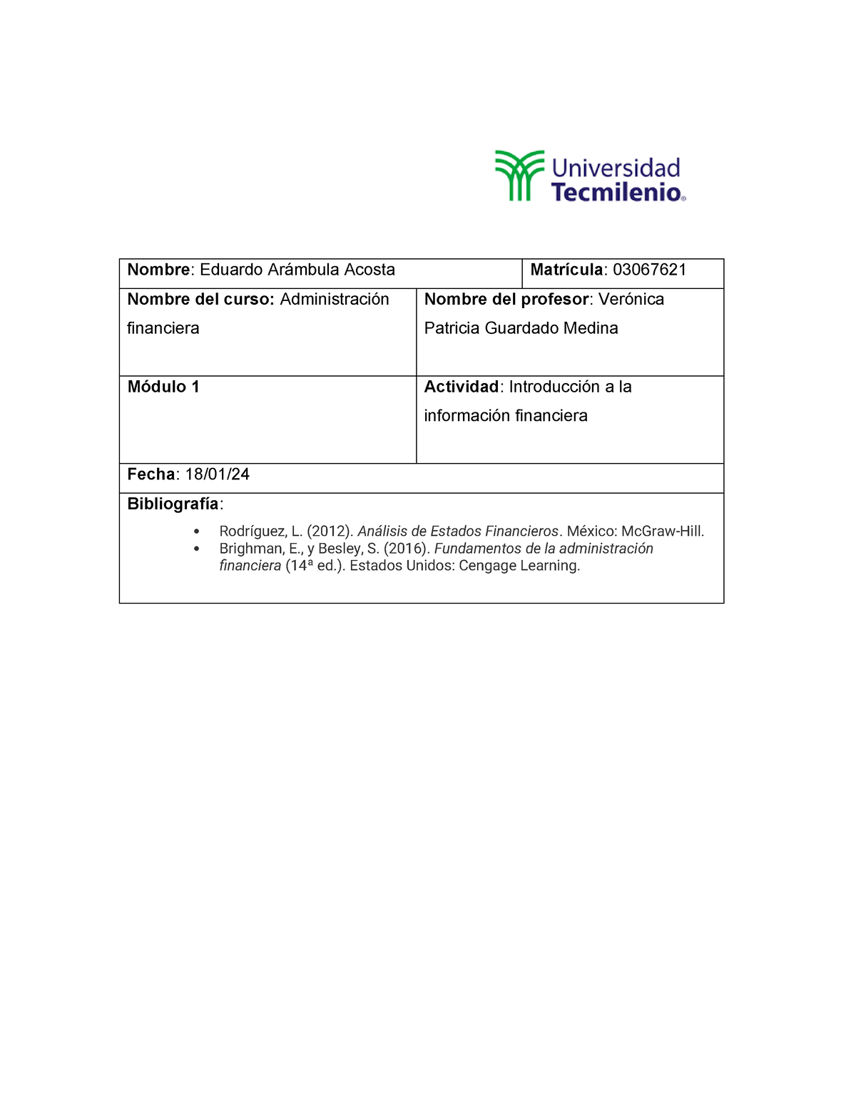 Actividad 1 Trabajo De Clase Administración Nombre Eduardo Arámbula Acosta Matrícula 7397