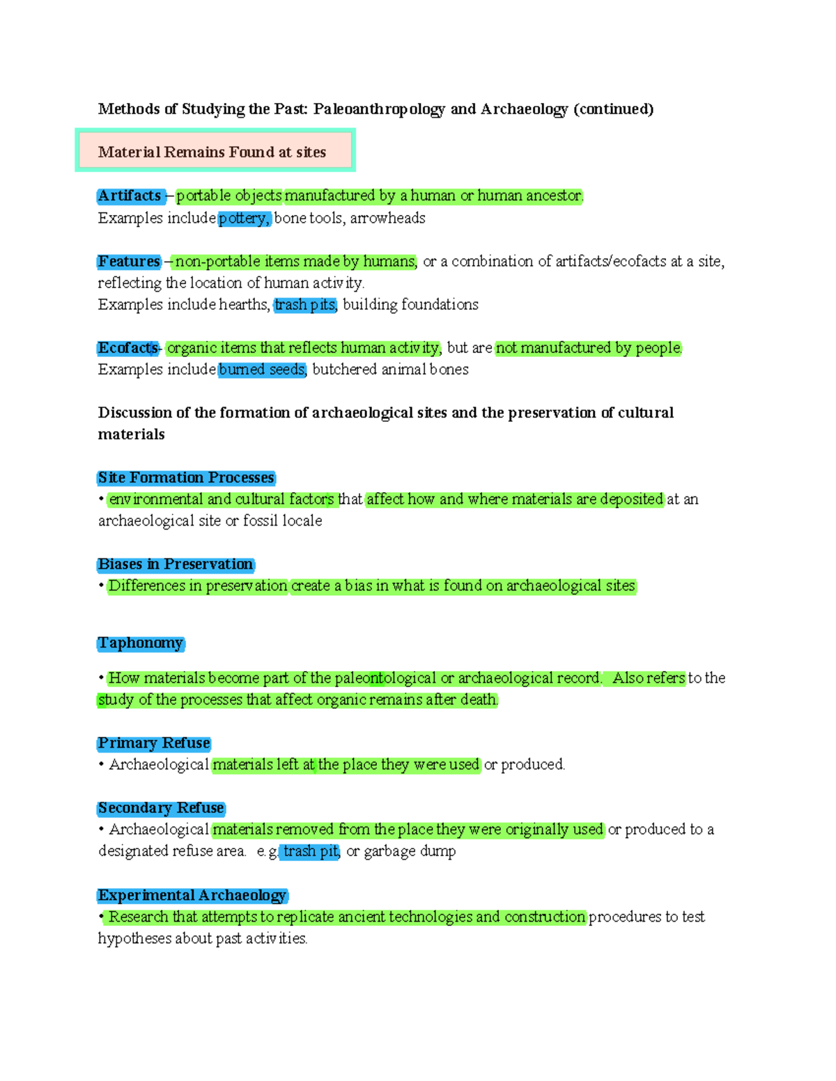 Lecture 4, September 12 - Methods of Studying the Past ...