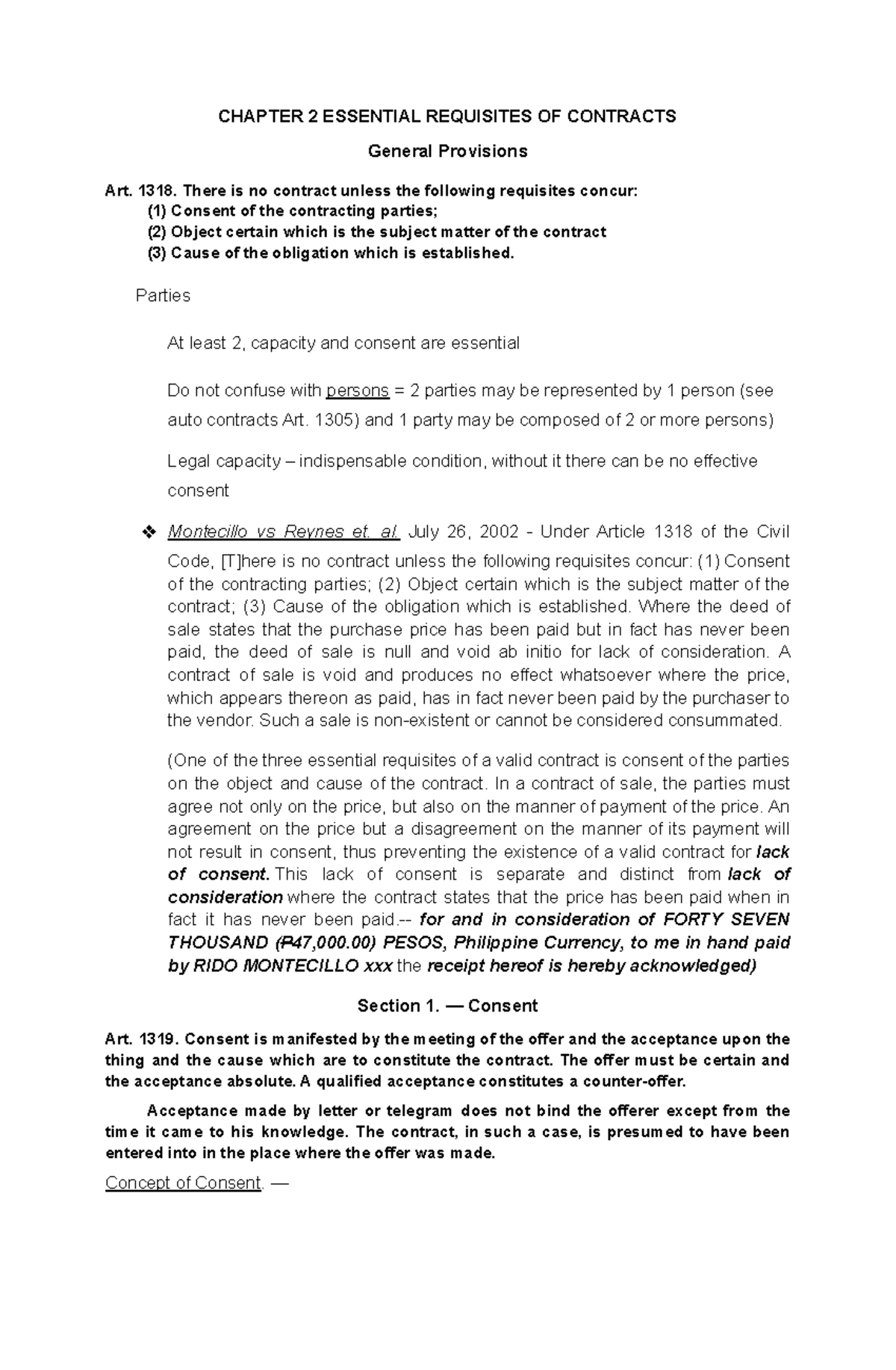 Oblicon Essential Requisites - CHAPTER 2 ESSENTIAL REQUISITES OF ...