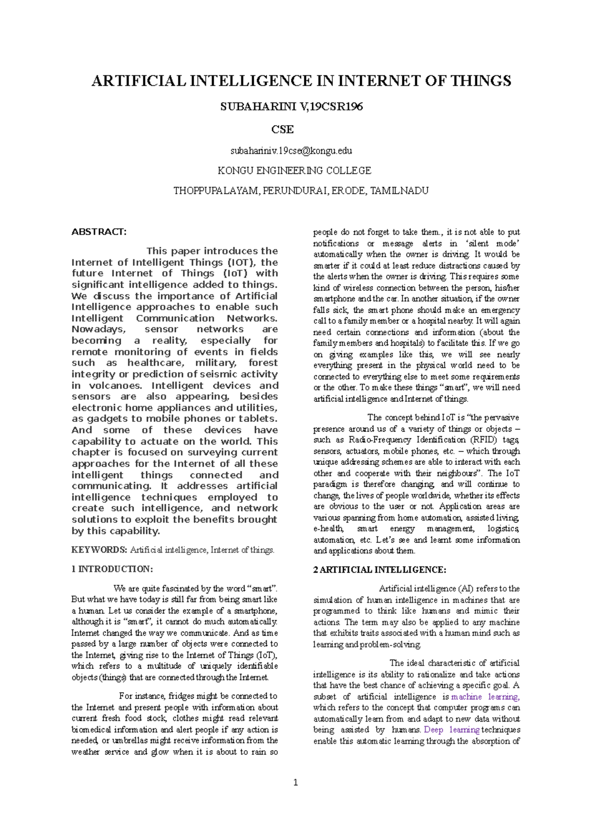Artificial Intelligence IN Internet OF Things - ARTIFICIAL INTELLIGENCE ...