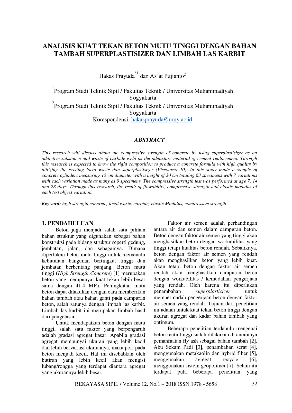 Jurnal Analisis Kuat Tekan Beton Mutu Tinggi - ANALISIS KUAT TEKAN ...