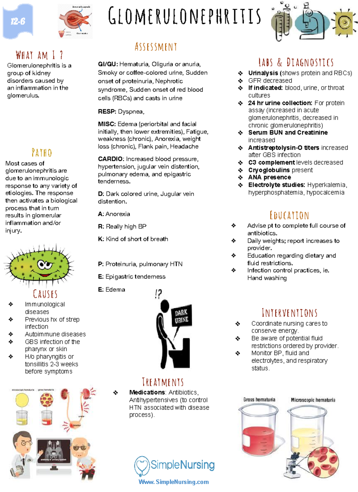 Glomerulonephritis - notes - 12-6 Glomerulonephritis Www. SimpleNursing ...