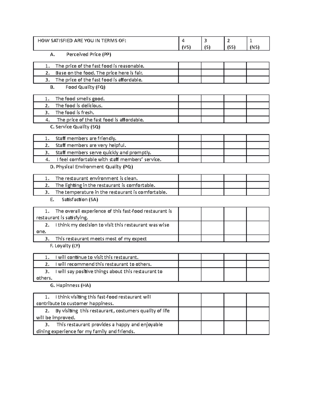 Res - WEW - HOW SATISFIED ARE YOU IN TERMS OF: 4 (VS) 3 (S) 2 (SS) 1 ...