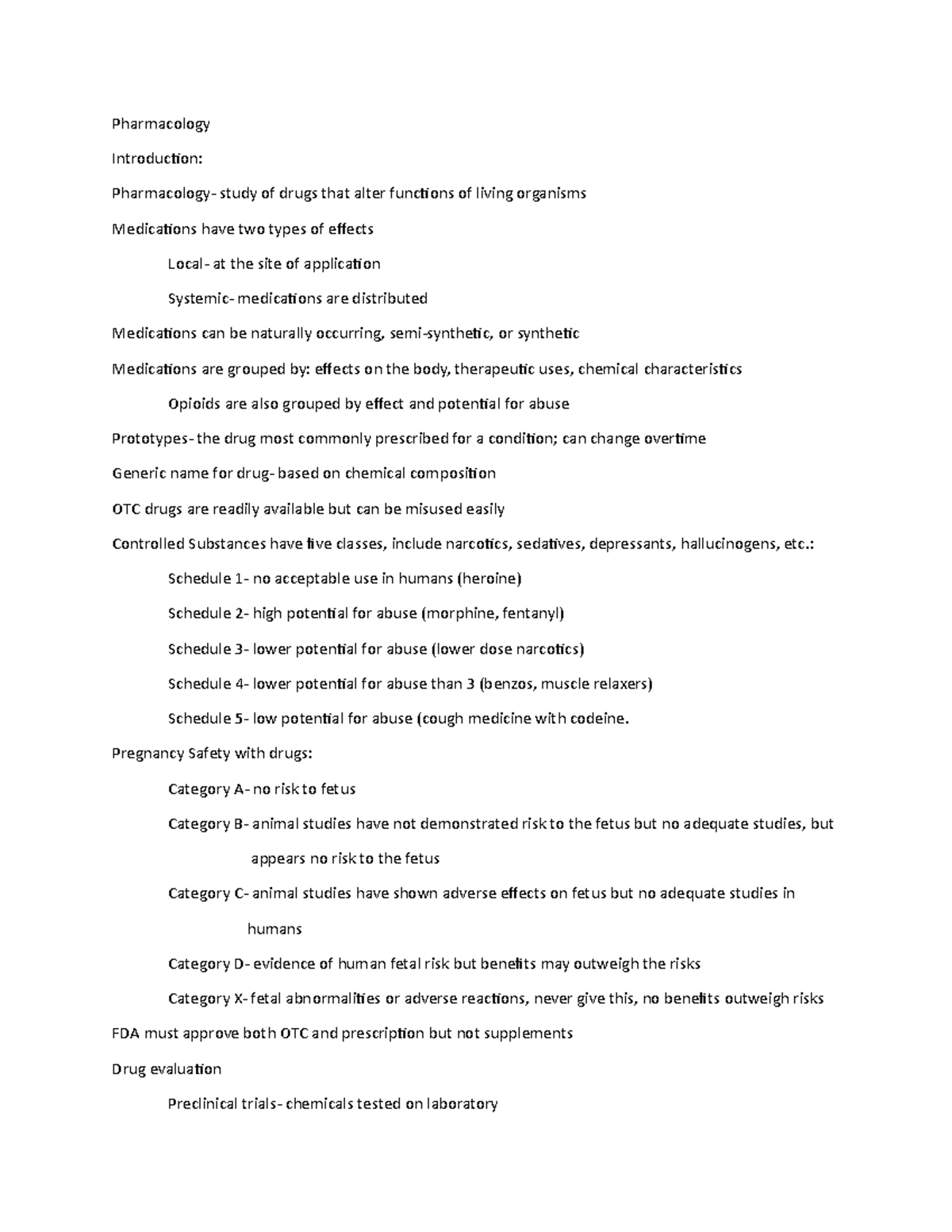 Pharmacology Study Guide Test 1 - Pharmacology Introduction ...