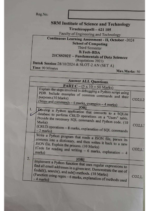 FDS - UNIT 1 notes - Fundamentals of Data Science 21CSS202T Unit I Unit ...