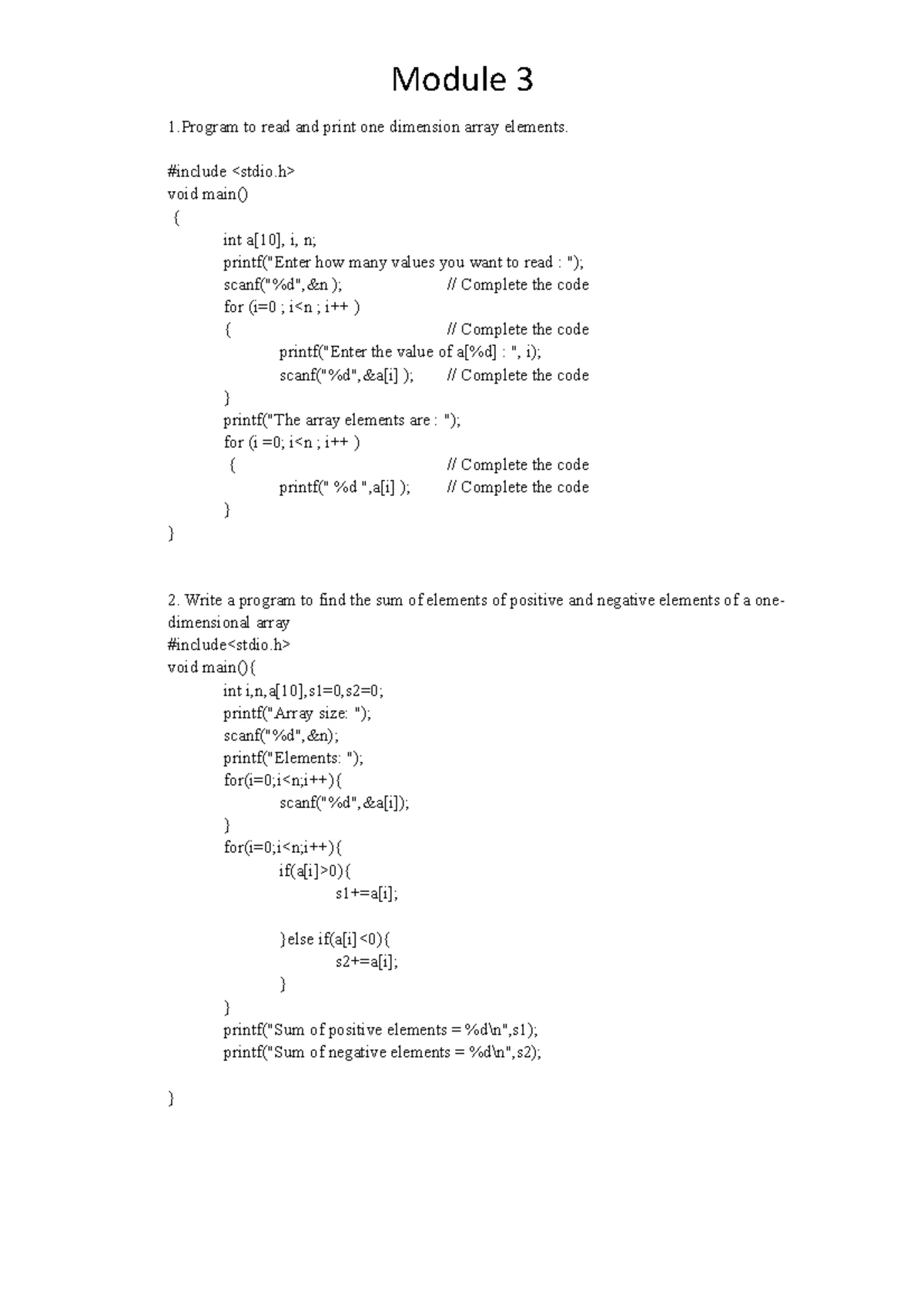 C programming Answers - Problem Solving Using C Module I Practice ...